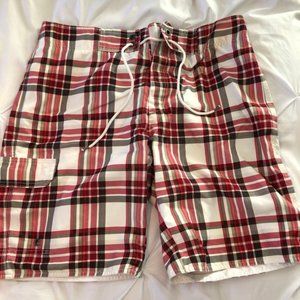 Gap Red Plaid Board Shorts - Size L